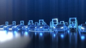 High tech green energy electric car, 3D rendering high tech car animation. 3D holographic car technology animation, future self-driving car. - Powered by Shutterstock - Get 15% off with code: PIKWIZARD15