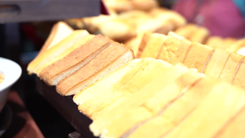 Bread on a tray for breakfast