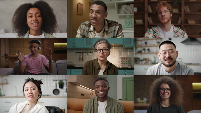 Collage of Diverse Adults Talking to Camera