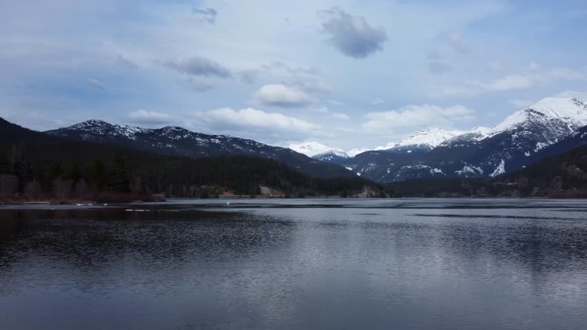 Nature landscape Cougar Mountain and Green Lake in Whistler, Canada