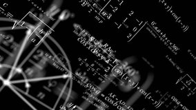 Math equations on black background for luma mask Background. Mathematical and physics formulas. Camera flies through scientific symbols and geometric shapes and graphs. Calculations and Math analysis. - Powered by Shutterstock - Get 15% off with code: PIKWIZARD15
