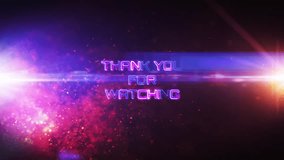 Thank you for watching pink neon 3D text abstract sci fi word futuristic cinematic Hitech title background. Ending cover for end scence trailer - Powered by Shutterstock - Get 15% off with code: PIKWIZARD15