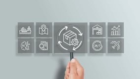 Magnifying glass focus on transport and Logistic concept. Supply chain technology for logistic management, Organizing and controlling resources to meet the needs of customers. - Powered by Shutterstock - Get 15% off with code: PIKWIZARD15