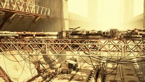 The remnants of a once bustling oil terminal lie in decay, revealing rusted structures and tangled cables. Time and neglect have transformed this industrial site into a haunting wasteland. - Powered by Shutterstock - Get 15% off with code: PIKWIZARD15