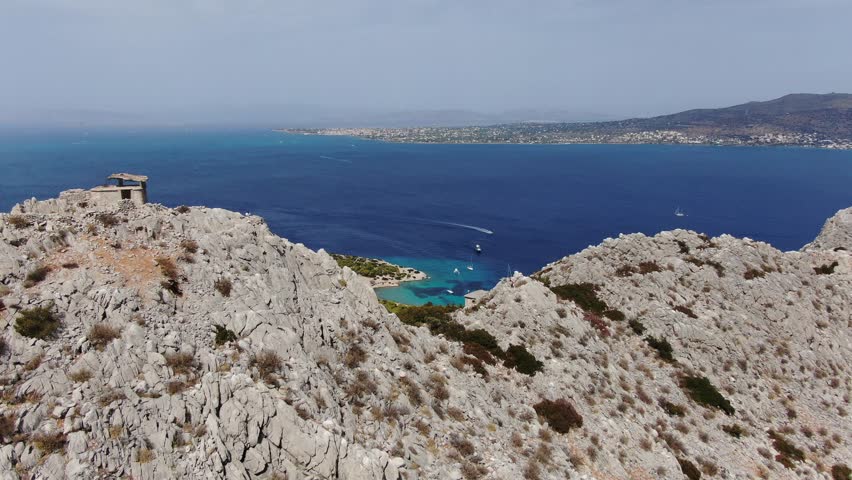 Moni island near Aigina, Greece, Drone