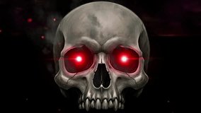 A skull with flaming eyes on a black background. Helloween - Powered by Shutterstock - Get 15% off with code: PIKWIZARD15