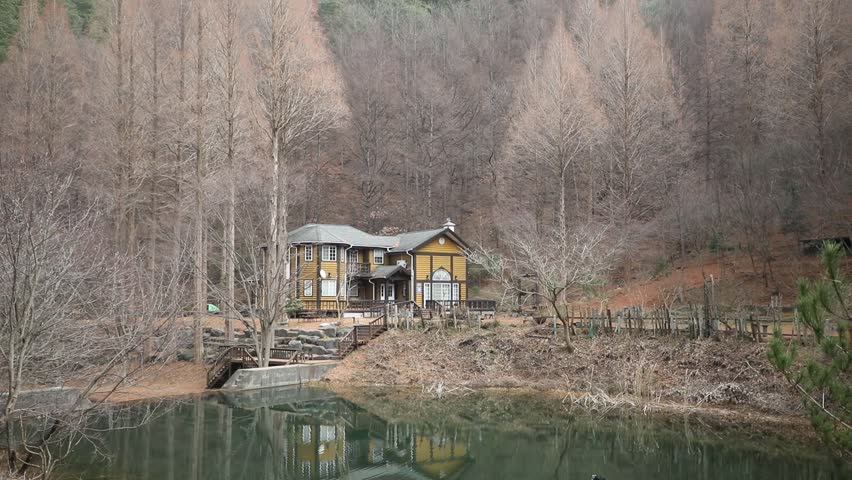 old house in winter mountain