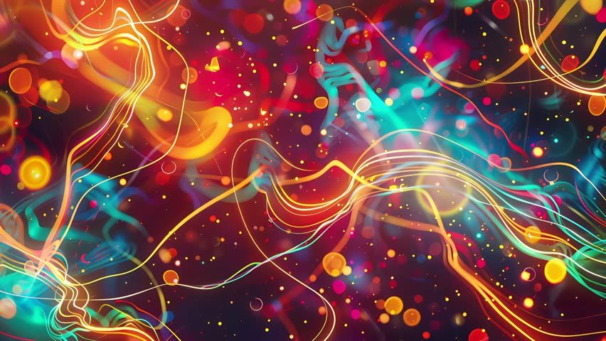 Seamless looping neon cartoon backgrounds with doodles, glowing patterns, and vibrant motion. Perfect for VJ loops, animations, and creative visuals. psychedelic, cyberpunk, stylized comic-style