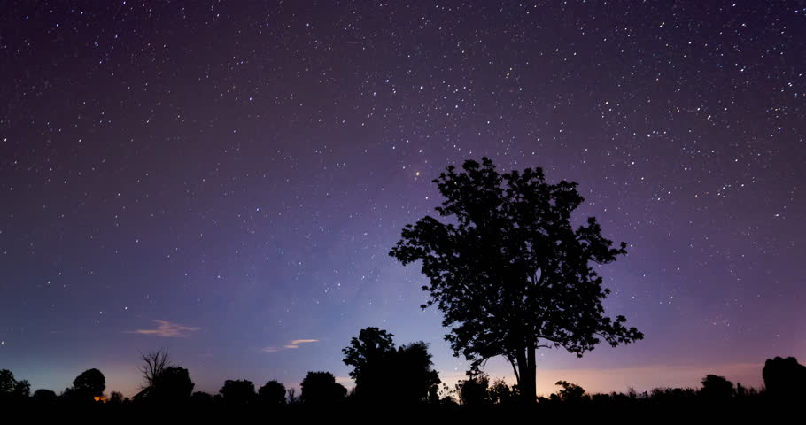 Timelapse Night landscape Milky Way background