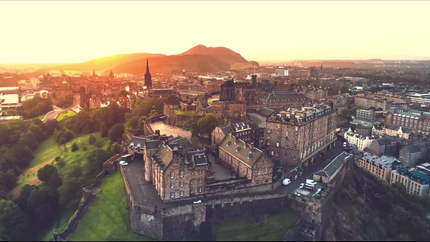 Edinburgh Castle at sunset in Old Town, Scotland