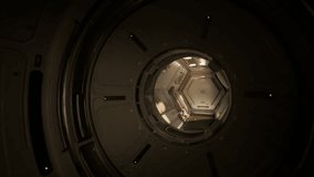 A detailed glimpse into the interior of a space station module reveals its hexagonal structure and lighting - Powered by Shutterstock - Get 15% off with code: PIKWIZARD15