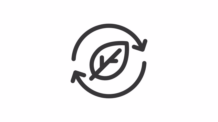 Eco recycling ui icon line animation. Moving circle arrows, spinning. Nature, reprocessing. Shaking leaf animated user interface element isolated on white. HD video with alpha channel