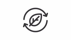 Eco recycling ui icon line animation. Moving circle arrows, spinning. Nature, reprocessing. Shaking leaf animated user interface element isolated on white. HD video with alpha channel - Powered by Shutterstock - Get 15% off with code: PIKWIZARD15