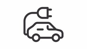 Electric vehicle ui icon line animation. Moving plug, shaking wheels. Ecofriendly car. Sustainable transport animated user interface element isolated on white. HD video with alpha channel - Powered by Shutterstock - Get 15% off with code: PIKWIZARD15