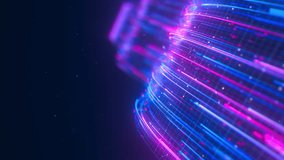 Closeup of Big data light speed warped flow. Abstract digital data stream of quantum computing. Cyberspace of qubit trail waves. Modern tech information transmission. - Powered by Shutterstock - Get 15% off with code: PIKWIZARD15
