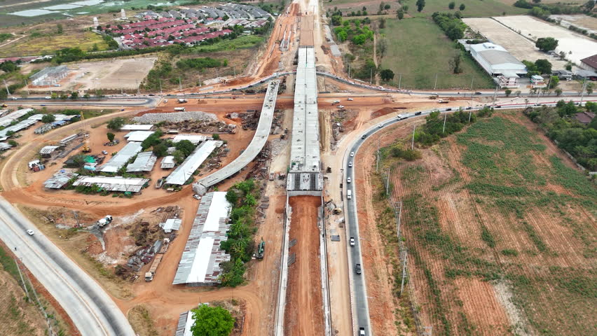 Construction site building cross intersection bridge