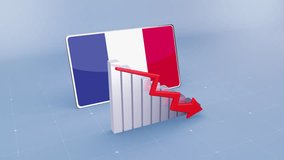 France Country Flag and Bar Chart Graph Showing Decreasing Values a Red Arrow Economic Crisis Concept. Flag of the France - Powered by Shutterstock - Get 15% off with code: PIKWIZARD15