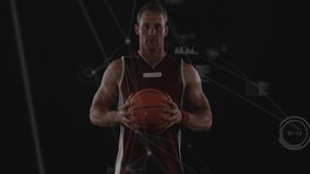 Holding basketball, player with digital network connections in animation style. Sports, athlete, technology, connectivity, futuristic, innovation - Powered by Shutterstock - Get 15% off with code: PIKWIZARD15