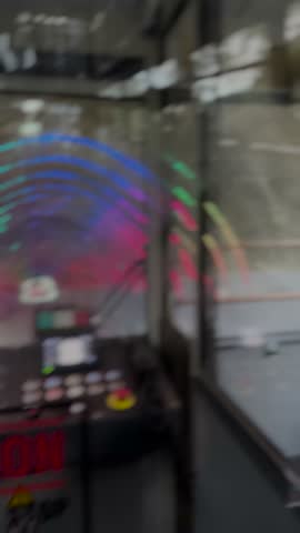A red cable car is descending in Wellington, New Zealand