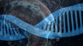 DNA strand and social media icons over digital data processing animation. Technology, biotechnology, networking, genome, communication, connectivity - Powered by Shutterstock - Get 15% off with code: PIKWIZARD15