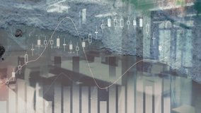 Animation of financial data graphs overlaying ocean waves and abstract textures. Finance, investment, growth, analytics, modern, digital - Powered by Shutterstock - Get 15% off with code: PIKWIZARD15