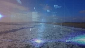 Financial data and coding animation over ocean landscape at sunset. Finance, technology, innovation, digital, nature, analytics - Powered by Shutterstock - Get 15% off with code: PIKWIZARD15