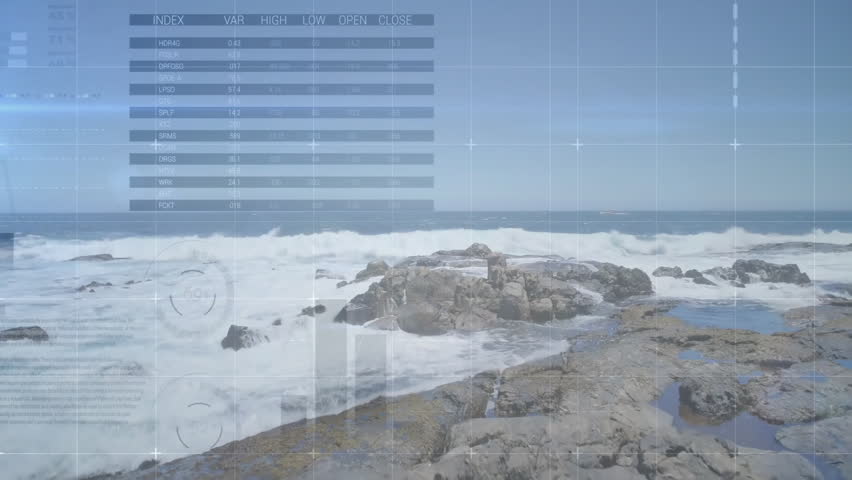 Ocean waves with data visualization and world map overlay animation. Technology, global, innovation, analytics, digital, connectivity - Powered by Shutterstock - Get 15% off with code: PIKWIZARD15