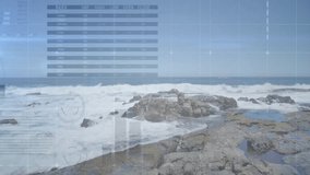 Ocean waves with data visualization and world map overlay animation. Technology, global, innovation, analytics, digital, connectivity - Powered by Shutterstock - Get 15% off with code: PIKWIZARD15