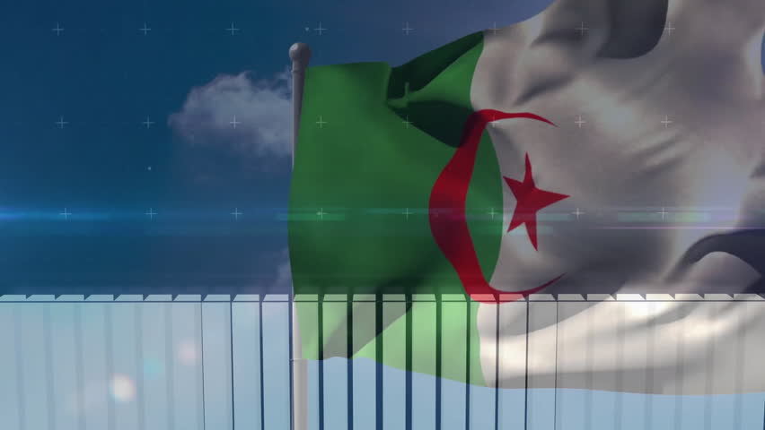 Algerian flag waving over financial data charts and graphs animation. Finance, economy, investment, analysis, business, growth - Powered by Shutterstock - Get 15% off with code: PIKWIZARD15