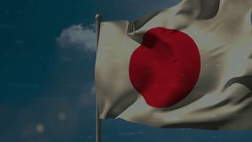 Japanese flag waving with financial data and stock market animation overlay. Economy, finance, investment, Asia, trade, currency - Powered by Shutterstock - Get 15% off with code: PIKWIZARD15
