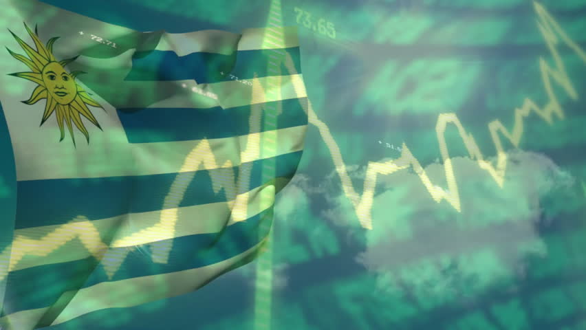 Uruguay flag waving over fluctuating financial graph and data animation. Finance, economy, stock market, investment, analysis, trading - Powered by Shutterstock - Get 15% off with code: PIKWIZARD15