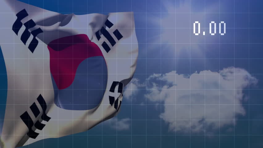 Animation of South Korean flag waving with financial graph under sunny sky. Finance, investment, economy, growth, national, analysis - Powered by Shutterstock - Get 15% off with code: PIKWIZARD15