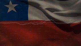 Waving Chilean flag with digital data processing animation in background. Patriotism, technology, innovation, analytics, motion, futuristic - Powered by Shutterstock - Get 15% off with code: PIKWIZARD15