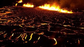 Lava lake forming slowly in the valley surrounding the eruptive fissure at Reykjanes, Iceland - Powered by Shutterstock - Get 15% off with code: PIKWIZARD15