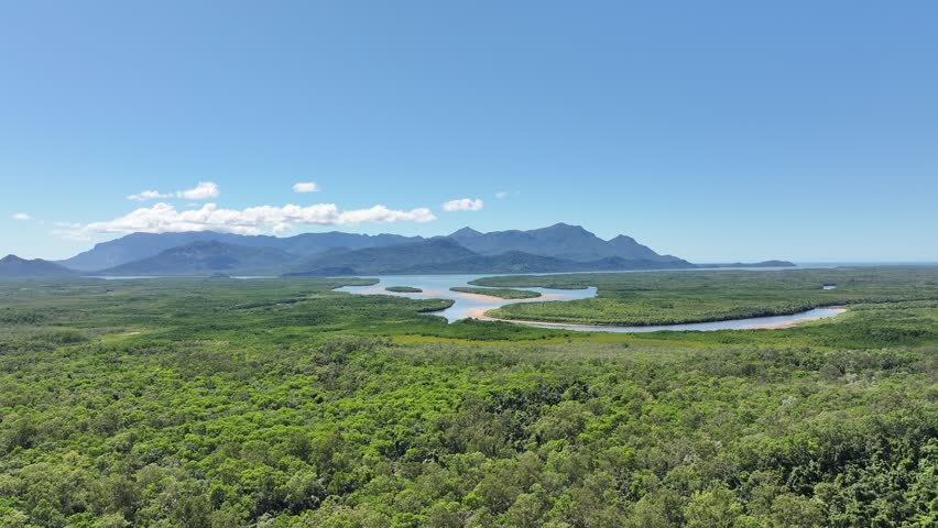 Spectacular smooth cinematic aerial footage of Hinchinbrook Island Queensland Australia