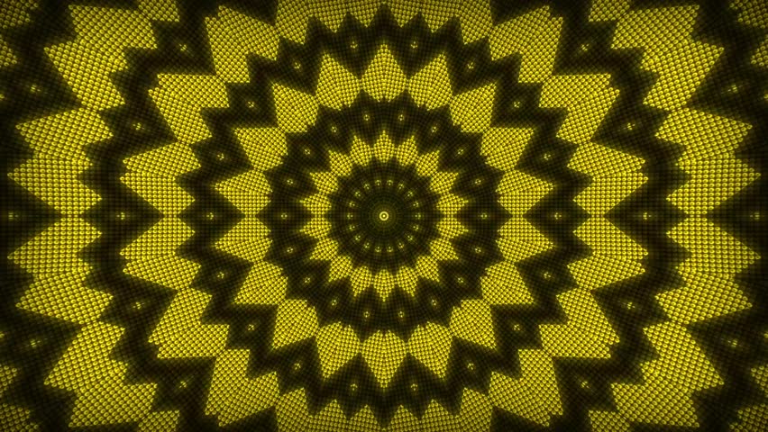 Kaleidoscope Yellow flower blinking Ornament vector pattern rotor hyper space flower kaleidoscopic animation abstract background 