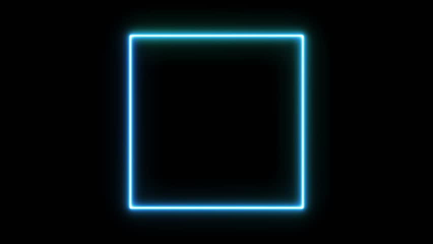 A glowing light blue square frame smoothly loops and pulses against a stark black background.