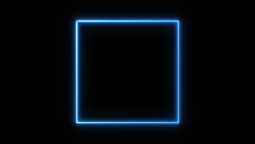 A glowing blue square frame smoothly loops and pulses against a stark black background.
