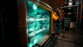 A high tech laboratory features sleek machinery and glowing energy tubes, showcasing innovative research and futuristic design elements in a creative environment of tomorrow. - Powered by Shutterstock - Get 15% off with code: PIKWIZARD15