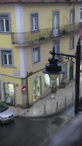 Charming Street View with a Delightful Vintage Streetlight in Beautiful Lisbon City
