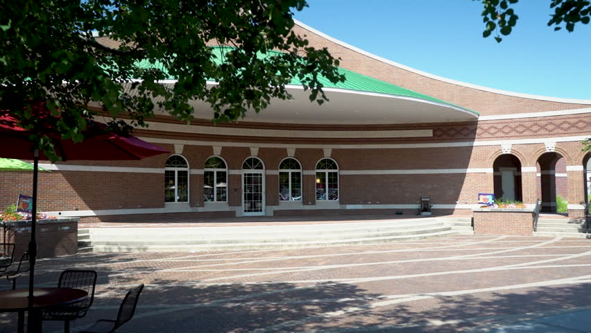 slow motion small outdoor amphitheater by library park amphitheatre