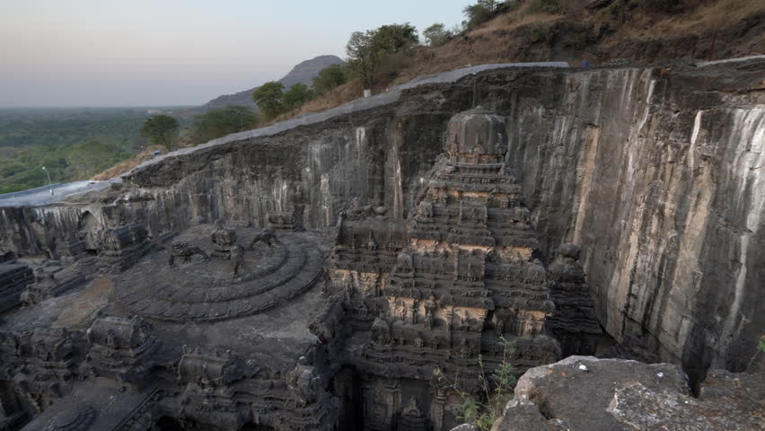 The ancient Kailasa temple at the Ellora Caves in Aurangabad, Maharashtra, India.
