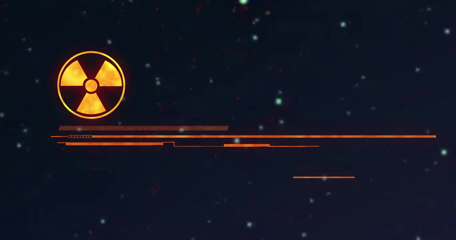 Radiation symbol with warning sign and bold orange text for immediate action. Hazard, danger, safety, caution, alert, risk