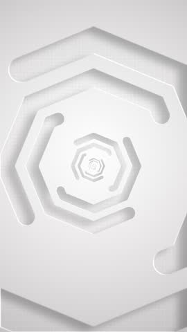 Minimalist clean white geometric background with gently rotating cutout shapes on a grid pattern. This sleek modern animation is ideal for technology and science projects. Full HD vertical loop.