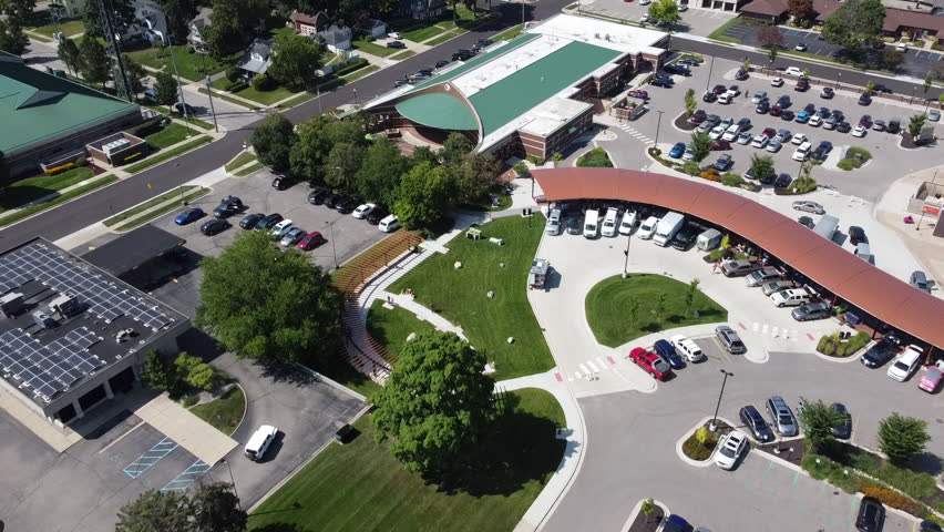 downtown Grandville Michigan outdoor park library farmers market