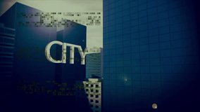 Banking text with digital portraits and data processing animation over cityscape. Finance, technology, blockchain, artificial intelligence, future, digital transformation - Powered by Shutterstock - Get 15% off with code: PIKWIZARD15