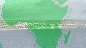 Animation of green globe with Fake News text overlaying coastal landscape scene. Misinformation, disinformation, media, journalism, propaganda, hoax - Powered by Shutterstock - Get 15% off with code: PIKWIZARD15