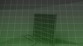 Animation of green line graph fluctuating over bar chart with solar panels behind. Analytics, renewable, energy, growth, sustainability, technology - Powered by Shutterstock - Get 15% off with code: PIKWIZARD15