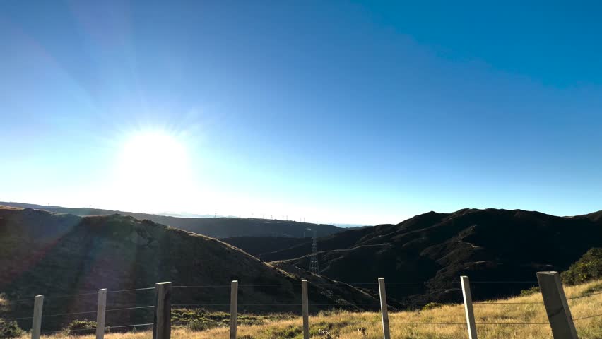 A blue sky and ocean of Wellington, New Zealand, in summertime.