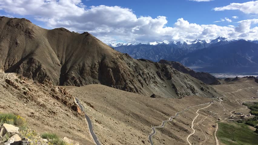 Panoramic view of Leh in the Himalayan mountains. Ladakh.
